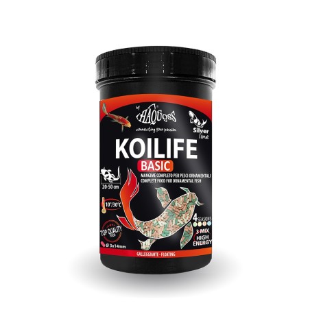 Haquoss KoiLife Basic 1000ml/90gr Ø3x14mm - mangime in sticks per pesci da laghetto