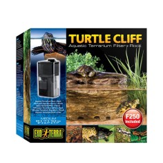 Exoterra Turtle Cliff Medium - Roccia + Filtro con Tripla Azione per Acqua Terrari- Misure cm 23x17x19,5H