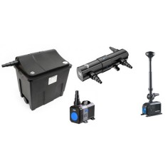 SunSun Kit ECO CBF fino a 4000 litri con filtro biologico a camera, pompa risparmio energetico, UV-C e giochi d'acqua