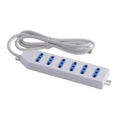 Multipresa bivalente a sei Posizioni 16A colore bianco cavo 1,5mt