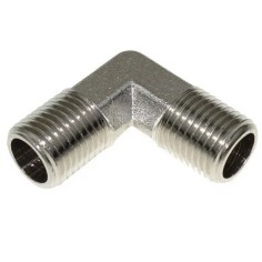 Raccordo a Gomito in acciaio 1/8x1/8 filetto maschio per impianti di CO2