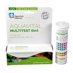 Aquarium Munster Aquavital Multitest 6 in 1 (No2+No3+Kh+Gh+Ph+CL2) 50 Strisce 300 Misurazioni