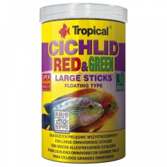 Tropical Cichlid Red & Green Large Sticks - stick con astaxantina e spirulina per Ciclidi di taglia grande