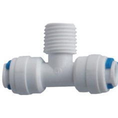 AQL Raccordo a T con Attacchi Rapidi 1/4 e Filetto Maschio 1/4 per Impianti ad Osmosi