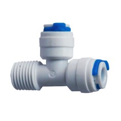 AQL Raccordo a T con Attacchi Rapidi 1/4 e Filetto Maschio Laterale 1/4 per Impianti ad Osmosi