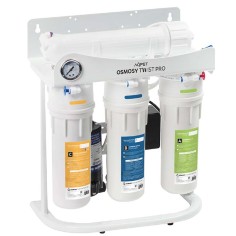 Aqpet Osmosy Twist Pro 75 GPD - impianto a bicchiere a sgancio rapido 4 stadi con pompa booster