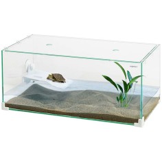 Aqpet Tortuga 40 - tartarughiera cm40x24x17h con coperchio e isolotto