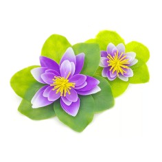 Pianta Decorativa in Plastica Galleggiante Utilizzo Laghetto Modello Ninfea Fucsia - Misure 16x12cm