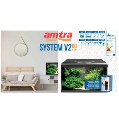 Amtra System Tank V2 60 LED Nero - Acquario Equipaggiato cm60x32x42h 2