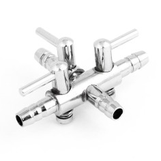 AquariumLine Rubinetto Aria in Metallo a T con 3 uscite e leva di regolazione
