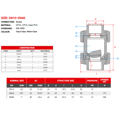 Aquariumline PVC Check Valve grigia ad incollaggio Ø25mm... 2