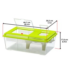 Ferplast Geo Flat Large Vaschetta/Terrario in Plastica con Coperchio + Aperture - Capacità 8 Litri Misure cm 46,7x30,5x17,5h 2