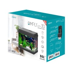 Aqpet Simply LED 30 nero - acquario cm39x22x30h completo... 2