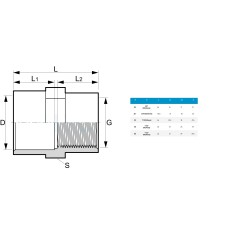 PVC Manicotto Femmina ad Incollaggio Femmina Filettata - 1. ½ pollice - diametro 50 2